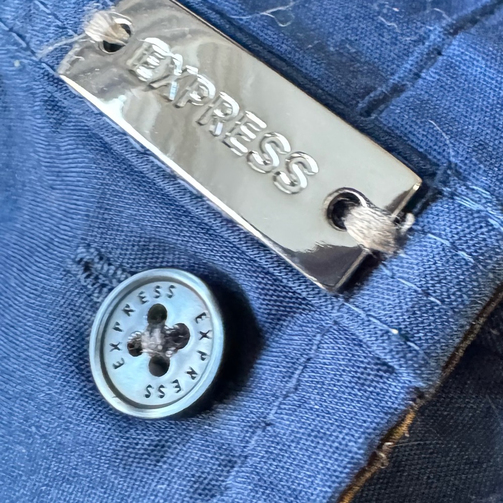 Express Medium Blue Button Polo - image 8